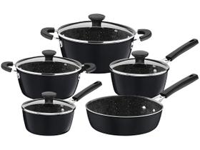 Jogo de Panelas Tramontina Revestimento Cerâmico de Alumínio Cinza 5 Peças Glenz Jogo de Panelas Tramontina Revestimento Cerâmico de Alumínio Cinza 5 Peças Glenz