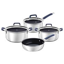 Jogo De Panelas Tramontina Romagna Aço Inox Alumínio Cerâmico Black Stone 4 Peças Tramontina