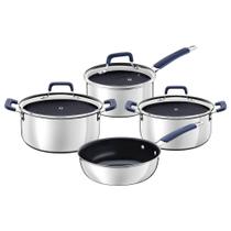 Jogo de Panelas Tramontina Romagna Aço Inox Alumínio Cerâmico Black Stone 4 peças