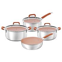 Jogo de Panelas Tramontina Romagna Aço Inox Cerâmico Black Stone 4 peças Marfim Jogo de Panelas Tramontina Romagna Aço Inox Cerâmico Black Stone 4 peças Marfim