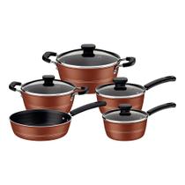 Jogo de Panelas Tramontina Sicília em Alumínio com Antiaderente Starflon Excellent Bronze 5 Peças Tramontina