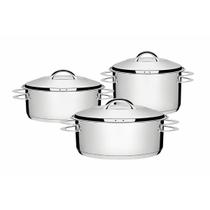 Jogo de Panelas Tramontina Solar 3 Peças Aço Inox Fundo Triplo Jogo de Panelas Tramontina Solar 3 Peças Aço Inox Fundo Triplo