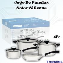 Jogo de Panelas Tramontina Solar 4 Pçs Aço Inox Fundo Triplo Silicone