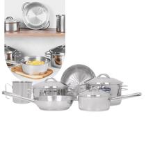 Jogo de Panelas Tramontina Solar Aço Inox Fundo Triplo Indução 6 Peças