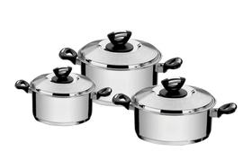 Jogo de Panelas Tramontina Solar Baquelite em Aço Inox com Fundo Triplo e Cabos e Alças de Baquelite