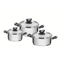 Jogo de Panelas Tramontina Solar Baquelite em Aço Inox Fundo Triplo 3 Peças Jogo de Panelas Tramontina Solar Baquelite em Aço Inox Fundo Triplo 3 Peças