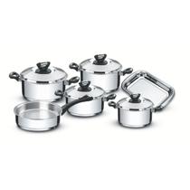 Jogo de Panelas Tramontina Solar Baquelite em Aço Inox Fundo Triplo 6 Peças Jogo de Panelas Tramontina Solar Baquelite em Aço Inox Fundo Triplo 6 Peças