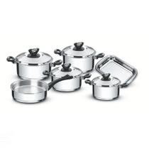 Jogo de Panelas Tramontina Solar Baquelite em Aço Inox Fundo Triplo com Cabos e Alças de Baquelite 6 Jogo de Panelas Tramontina Solar Baquelite em Aço Inox Fundo Triplo com Cabos e Alças de Baquelite 6