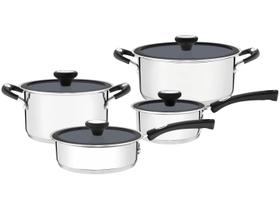 Jogo de Panelas Tramontina Solar Ceramic 4 Peças Aço Inox Fundo Triplo com Revest. Interno Cerâmico Grafite 65120026