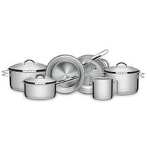 Jogo de Panelas Tramontina Solar em Aço Inox com Fundo Tripl Jogo de Panelas Tramontina Solar em Aço Inox com Fundo Tripl