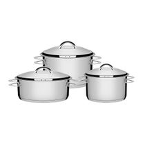 Jogo de Panelas Tramontina Solar em Aço Inox com Fundo Triplo 3 Peças Jogo de Panelas Tramontina Solar em Aço Inox com Fundo Triplo 3 Peças