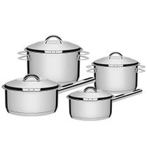 Jogo de Panelas Tramontina Solar em Aço Inox com Fundo Triplo 4 Peças 65510760 Jogo de Panelas Tramontina Solar em Aço Inox com Fundo Triplo 4 Peças 65510760