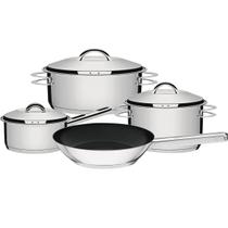 Jogo de Panelas Tramontina Solar em Aço Inox com Fundo Triplo 4 Peças Jogo de Panelas Tramontina Solar em Aço Inox com Fundo Triplo 4 Peças