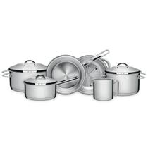 Jogo de Panelas Tramontina Solar em Aço Inox com Fundo Triplo e Tampas de Inox 6 Peças Jogo de Panelas Tramontina Solar em Aço Inox com Fundo Triplo e Tampas de Inox 6 Peças