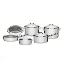 Jogo de Panelas Tramontina Solar em Aço Inox Fundo Triplo 6 Peças Jogo de Panelas Tramontina Solar em Aço Inox Fundo Triplo 6 Peças