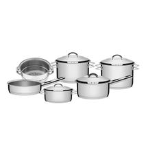 Jogo de Panelas Tramontina Solar em Aço Inox Fundo Triplo 6 Peças Jogo de Panelas Tramontina Solar em Aço Inox Fundo Triplo 6 Peças