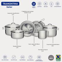 Jogo De Panelas Tramontina Solar Inox 6 Peças Indução, Fundo Triplo, Alta Performance E Durabilidade, Design Moderno E Prático Para Sua Cozinha