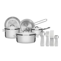 Jogo de Panelas Tramontina Solar Inox Fundo Triplo 5 Peças com Faqueiro 24 Peças Laguna Jogo de Panelas Tramontina Solar Inox Fundo Triplo 5 Peças com Faqueiro 24 Peças Laguna