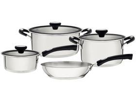 Jogo de Panelas Tramontina Solar Silicone em Aço Inox 4 Peças Jogo de Panelas Tramontina Solar Silicone em Aço Inox 4 Peças