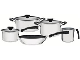 Jogo de Panelas Tramontina Solar Silicone em Aço Inox com Fundo Triplo 5 Peças 65120040 Jogo de Panelas Tramontina Solar Silicone em Aço Inox com Fundo Triplo 5 Peças 65120040