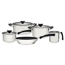 Jogo de Panelas Tramontina Solar Silicone em Aço Inox com Fundo Triplo 5 Peças 65120040