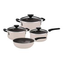 Jogo de Panelas Tramontina Tunis 28799410 Rosa Trufado Jogo de Panelas Tramontina Tunis 28799410 Rosa Trufado