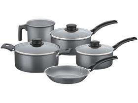 Jogo de Panelas Tramontina Turim 5 Peças em Alumínio com Revestimento Interno e Externo em Antiaderente Starflon Max Chumbo