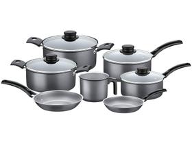 Jogo De Panelas Tramontina Turim 7 Peças Em Alumínio Antiaderente Starflon Max Cinza