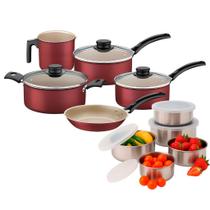 Jogo de Panelas Tramontina Turim Alumínio 5 Peças e Conjunto de Tigelas inox 5 peças Jogo de Panelas Tramontina Turim Alumínio 5 Peças e Conjunto de Tigelas inox 5 peças