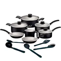 Jogo de Panelas Tramontina Turim Antiaderente com Utensílios 12 Peças Grafite