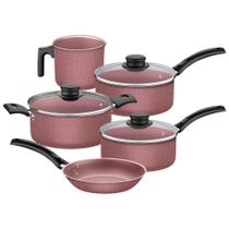 Jogo de Panelas Tramontina Turim Antiaderente Max Rosa 05 Pç Jogo de Panelas Tramontina Turim Antiaderente Max Rosa 05 Pç