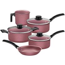 Jogo de Panelas Tramontina Turim em Alumínio com Antiaderente Starflon Max Rosa 05 Peças 20298461