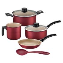 Jogo de Panelas Tramontina Turim Revestimento Antiaderente Starflon Max Vermelho 05 Peças Jogo de Panelas Tramontina Turim Revestimento Antiaderente Starflon Max Vermelho 05 Peças