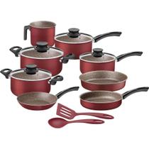 Jogo de Panelas Tramontina Turim Vermelho 10 Peças Antiaderente Jogo de Panelas Tramontina Turim Vermelho 10 Peças Antiaderente