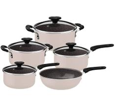 Jogo de Panelas Tunis em Alumínio com Revestimento Cerâmico e Fundo Indução Rose 5 Peças - Tramontina Jogo de Panelas Tunis em Alumínio com Revestimento Cerâmico e Fundo Indução Rose 5 Peças - Tramontina