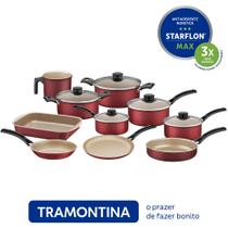 Jogo de Panelas Turim em Alumínio com Revestimento Antiaderente Starflon Max Vermelho 10 Peças - Tramontina