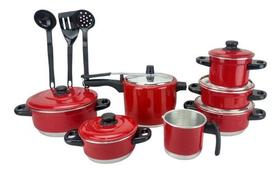 Jogo De Panelas Vermelho Panela Pressão 4.5 L + Talher