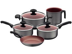 Jogo de Panelas Vermont 5 Peças em Alumínio com Revestimento Interno e Externo Antiaderente Grafite Tramontina 27899/041