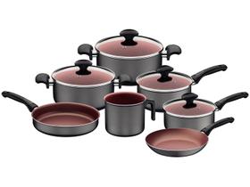 Jogo de Panelas Vermont 7 Peças em Alumínio com Revestimento Interno e Externo Antiaderente Grafite Tramontina 27899/040