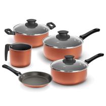 Jogo de Panelas Vitalitá 5 Peças em Alumínio com Revestimento Antiaderente Terracota Nigro