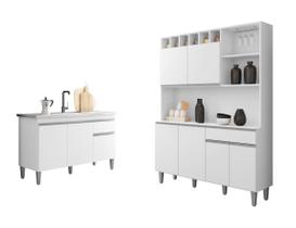 Jogo De Paneleiro de Cozinha Kit 6 Portas Com Balcão Para Pia De 120cm - Branco Jogo De Paneleiro de Cozinha Kit 6 Portas Com Balcão Para Pia De 120cm - Branco