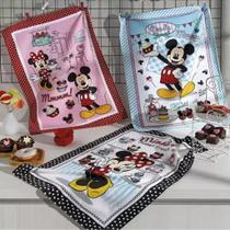 Jogo de Pano de Copa Felpudo Dohler Mickey e Minnie - 3 Peças de 45 x 65 cm