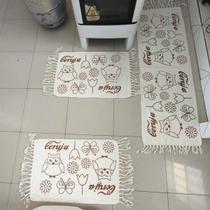 Jogo de Passadeira Coruja Tapete de Cozinha Estampado com Nozinho 03 Peças 100% Algodão