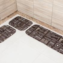 Jogo de Passadeira Creative para Cozinha 03 Peças com Base Antiderrapante 100% Poliéster - Coffee