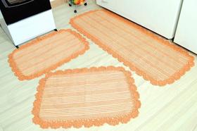 Jogo de Passadeira de Tear com Bico em Crochê - Laranja Jogo de Passadeira de Tear com Bico em Crochê - Laranja