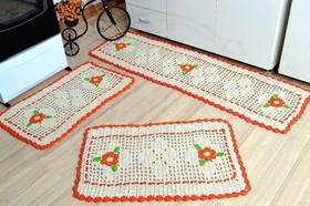 Jogo de Passadeira em Crochê Sofie - Laranja Jogo de Passadeira em Crochê Sofie - Laranja