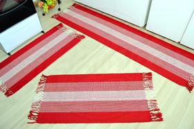 Jogo de Passadeira Listrado - Degradê Vermelho