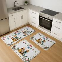 Jogo de Passadeira Natal 3 Peças Antiderrapante Decoração, Cozinha ,Corredor,Pia