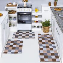 Jogo de Passadeira + Tapete 3 pç Jacquard Antiderrapante Cozinha Corredor Quarto Sala Geométrico Jogo de Passadeira + Tapete 3 pç Jacquard Antiderrapante Cozinha Corredor Quarto Sala Geométrico