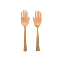 Jogo De Pegador De Saladas Bambu Mãozinha 30 Cm 02 Peças Jogo De Pegador De Saladas Bambu Mãozinha 30 Cm 02 Peças